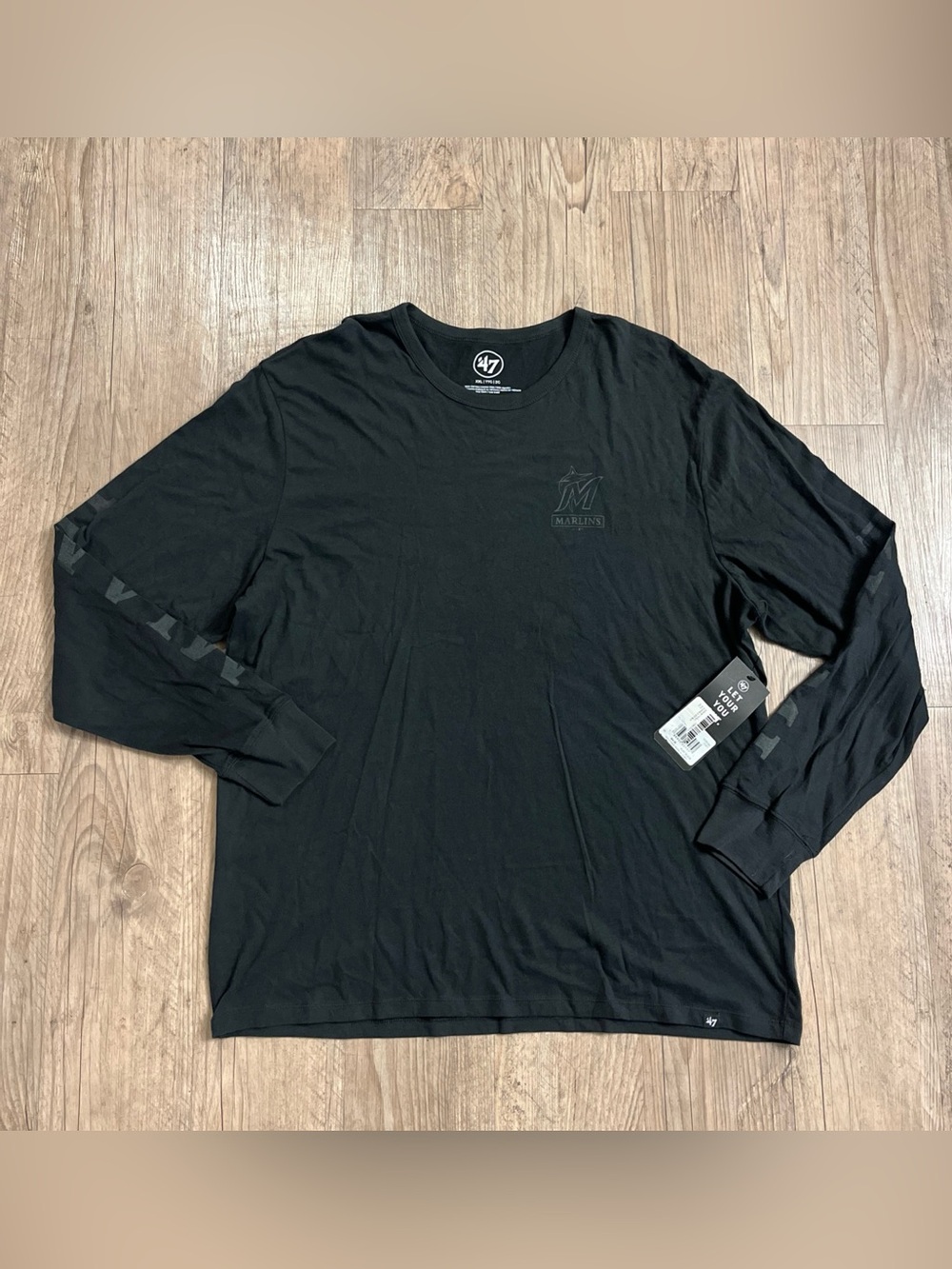 NWT 47 Miami Marlins Triple Down Franklin Flint Black Long Sleeve Size 2XL